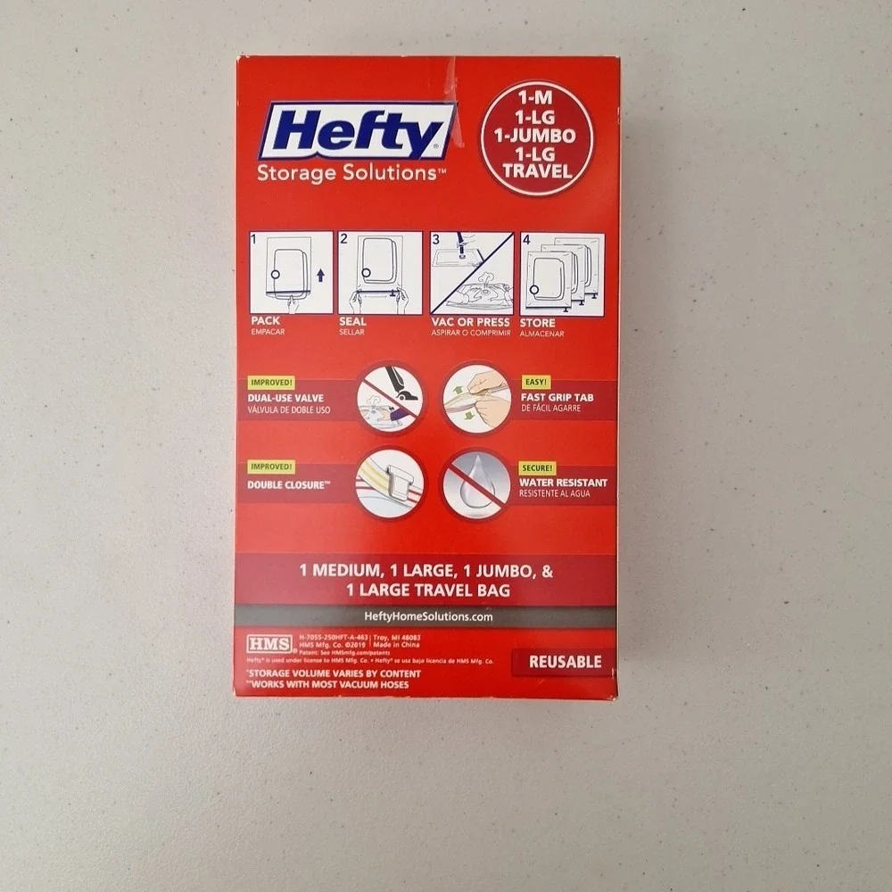 Hefty Shrink-Pak Bags Combo Set Vacuum Storage Bags Waterproof Reusable NEW